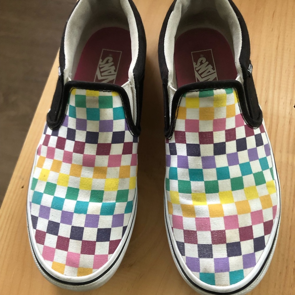 Rainbow Checkerboard Vans